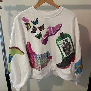 Queen Of Sparkles Cowboy Boot Sweatshirt